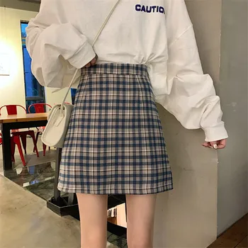 Lahtised Kõrge Vöökoht-Line Seelik Naiste Ruuduline Retro Kawaii Jaapani JK Kolledži Tüdrukud Kooli Ühtne Mini Seelik Suvel Y2K Streetwear