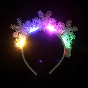 LED Light Christmas Peapael Foolium Kard Lumehelves Palli Elven Jalad Uus Aasta Juuksed Tarvikud Tüdrukud Jõulud Peapael Kerge