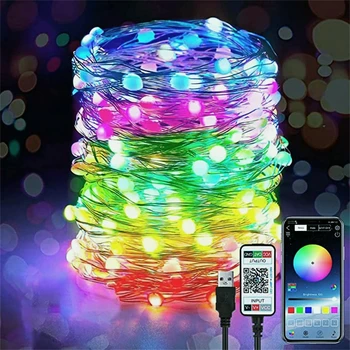 LED String Tuled USB Bluetooth App Kontrollitud Vanik Lamp Pulm/Partei/Kardin/Aia Kaunistamiseks Puhkus Dekoratiivsed