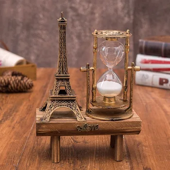 Loomingulised Kingitused Retro Eiffeli Torn Liivakell Teenetemärgi Ornament laua-Lihtne, Kaasaegne Kodu Uuringu Puust Pendel Liiva Taimer