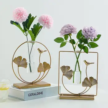 Läbipaistev Tabel Lilled Vaasid Hüdropooniline Lillepotis Metallist Tehase Omanik Konteiner Kodu Kaunistamiseks