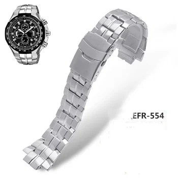 Metallist Rihm ümber Randme Jaoks Casio EF-554 EF-500 EF-545 EF-130 EF554 EF500 EF545 Roostevabast Terasest Veekindel Watchbands Rihm Käevõru