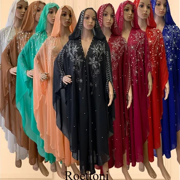 Moslemi Seal Kaftan Abaya Kleit Kimono Naiste Dubai Avatud Abaya Türgi Kivi Sifonki Kapuutsiga Kleit Elegantne Aafrika Mõõdus Templid