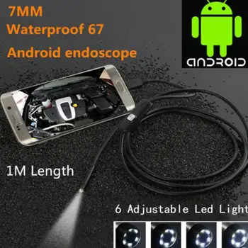 Must 6LED 1M 7mm Objektiivi USB Endoscope Kaamera HD Veekindel toru kontrolli Borescope Android PC Telefoni Ja Sülearvuti Seade