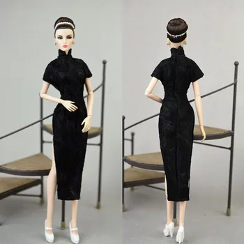 Must Cheongsam Fashion Doll Riided Barbie Doll Dress Hiina Traditsiooniline Qipao Vestido Riietus Kleit 1/6 Nukud, Aksessuaarid