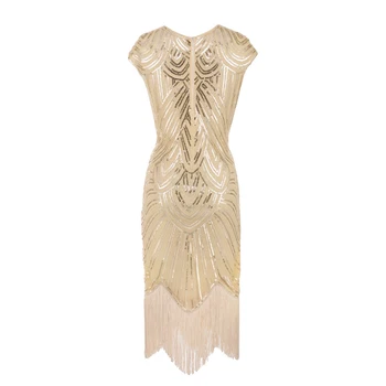Naiste 1920 Suur Gatsby Kleit Vintage Flapper Ehitud Kaunistatud Fringed Varruka Midi Pool Art Deco Topelt Kleit Vestidos