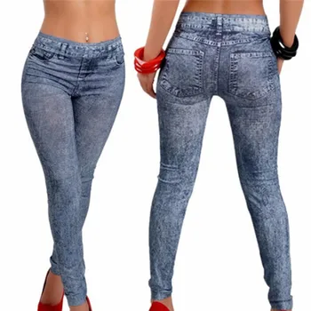 Naiste Retuusid Denim Jeans Püksid Tasku Õhuke Säärised Naiste Fitness Sinine Must Leggins Uus
