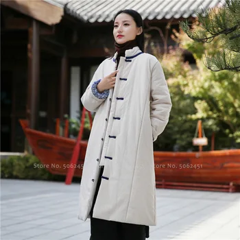 Naiste Traditsiooniline Hiina Stiilis Qipao Mantlid Mood Idamaine Riietus Talvel Tops Vabaaja Jakid Retro Pluus Hanfu Tang Ülikond