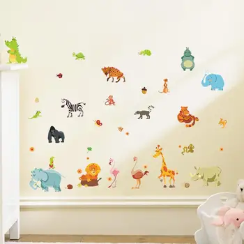 Naljakas Õnnelik Loomaaed Armas Dinosaurus Zebra Kaelkirjak Madu seina kleebised Lastele Toad Baby Home Decor Multikas Loomade Kleebised Diy Seinamaaling