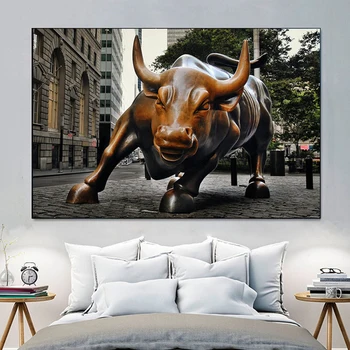 New Yorgis Wall Street Bull aktsiaturg Plakat, Lõuend Kunst Seina Maalid Pulli Turul Kunst Seinamaaling elamiseks Ruumi Teenetemärgi Pildid