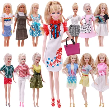 Nuku Riideid+Käekott Mood vabaajarõivaste Tüdrukud Kleit Seelik Nukk Tarvikud Tüdruk Barbie Riided,DIY Mänguasjad, Beebi Naine Kleit