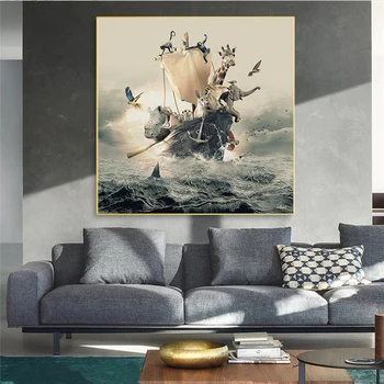 Pirate Laeva Loomade Kunsti Lõuend Maali Cuadros Kaasaegne Seina Art Kaunistus Seinale Plakati Print Elutoa Seina Pilt