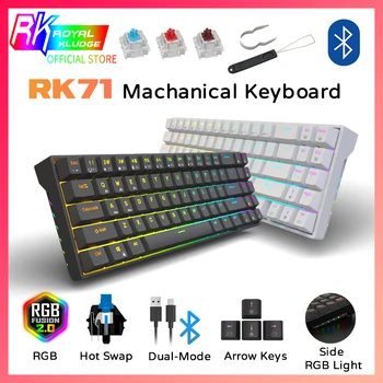 RK71 70% kiirvahetus Mehaaniline Klaviatuur, Juhtmeta Bluetooth-Type-C RGB 71 Võtmed Mechanical Gaming Keyboard Eemaldatav Kaabel