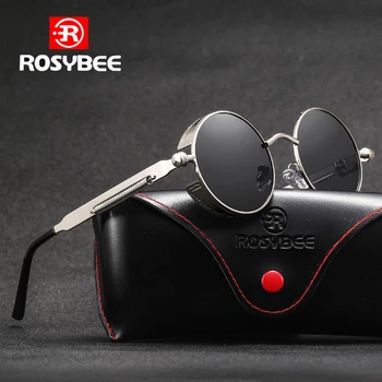 ROSYBEE Brändi Nimi Ring Polariseeritud Metallist Päikeseprillid Steampunk Meeste ja Naiste Moe Disainer Prillid Retro Vintage UV400 oculos