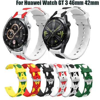 Silikoon 22mm Watchband Rihma Huawei Vaadata GT 3 46 mm WatchStrap Jaoks Huawei GT 2 GT3 Pro Käevõru Wrisband Jalgpalli Muster