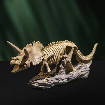 Simulatsioon Triceratops Skelett Fossiilsete Kuju Vaik Skulptuur Vintage Loomade Vaik Käsitöö Dinosaurus Kaunistused Desktop Decor