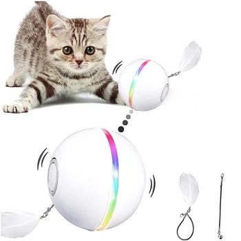 Smart, Interaktiivne Kass Mänguasjad, USB Laetav LED 360 Kraadi Enda Pöörlev Pall Lemmikloomad Mängib Mänguasjad Algatusel Aktiveeritud Pet Rulli Pall