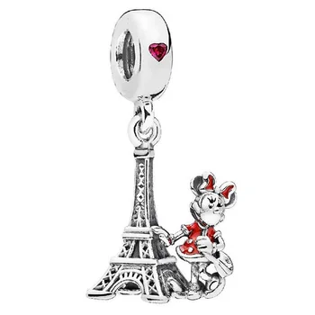 Sobivus Originaal Pan Võlu Käevõru Naistele Cartoon Minnie Mouse & Eiffeli Torn Ripats Mehed Disney Helmed DIY Ehted Tarvikud Kingitus