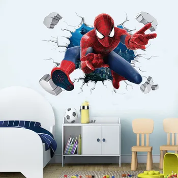 Spiderman Super Kapten Ameerika Hulk Kangelased Seina Kleebised Lapsed Toas Kodus Magamistoas PVC Decor Cartoon Movie Pannoo Kunst Kleebised