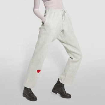 Süda Prindi Spordi Püksid Naine Sügis Pingutusnöör Kõrge Vöökoht Puuvill Hubane Jogger Vabaaja Vintage Lihtne Püksid 2021