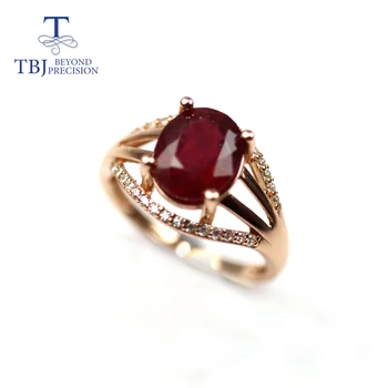 TBJ ,Ovaalne lõigatud 8*10 Looduslik 3ct üles Punane Ruby gemstone Ring 925 sterling peen ehted naistele wift ema kena kingitus