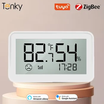Tenky Tuya Zigbee Temperatuuri Ja Niiskuse Andur, Mille LCD-Ekraan Emotsionaalne ℃/℉ Lüliti Tööd Alexa/Google Assistent