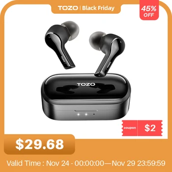 TOZO T9 Traadita Kõrvaklapid, Bluetooth Earbuds 4 Mikrofoni Müra Tühistamises ,Kristall-selge Kõned IPX7 Veekindel, Kiire Laadimine