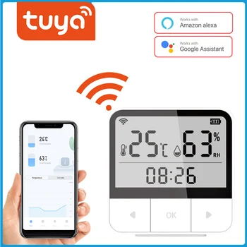 Tuya Smart WIFI Temperatuuri Ja Niiskuse Andur Sise-Hygrometer Termomeeter LCD-Ekraan, Tugi Alexa Google Assistent