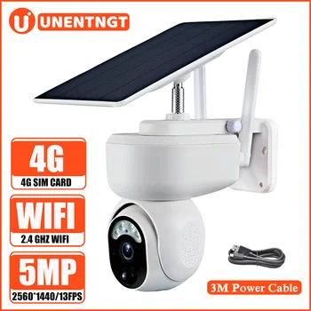 UNENTNGT 5MP 4G SIM-Kaardi Päikese WiFi IP Kaamera CCTV Turvalisus Kaamera PIR liikumistuvastus Akut, Video Valve Kaamera
