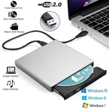 Universaalne USB 2.0 Dvd-Drive, USB Välise CD-RW DVD/CD Recorder Mängija Optilise Draivi, Macbook Sülearvuti Pc Windows7/8