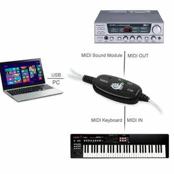 USB-OUT MIDI Kaabel Converter ARVUTIST Muusika Klaviatuuri Adapter, Juhe, 2m