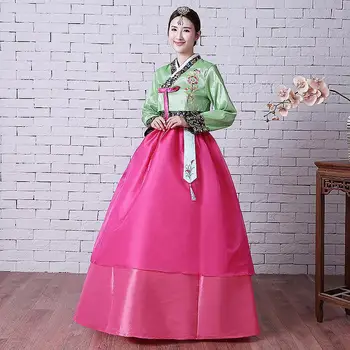 Uus Naiste Korea Traditsiooniline Riietus Kleit Palace Staadiumis Täitmiseks Kostüüm Naine Mitmevärviline Elegantne Hanbok Top Seelik Komplekti