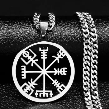 Viking Kompass Norse Runes Amulett Meeste Kaelakee Ripats Trident Tüüri Aukartust Vegvisir Skandinaavia Kaelakee Ehted Kingitused N3048S05
