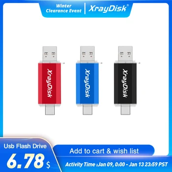 Xraydisk Usb-C C-Tüüpi Flash Drive 32GB 64GB 128GB 256GB 2 In 1 Otg USB 3.0 mälupulk mälupulk Välise Ladustamise Andmed