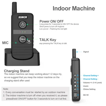 XUNCN Traadita Intercom Doorbellswalkie Kasutamise eest adults2 way raadiod pikamaa walkie