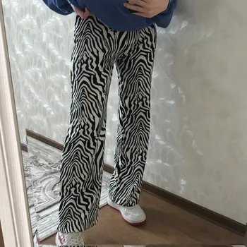 Zebra Print Lai Jalg Püksid Püksid Seksikas Kõrge Vöökoht Palazzo Naiste Püksid Uus 2021 Mood Naiste Vabaaja Püksid Naiste Streetwear