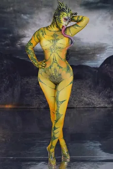 Ööklubi partei Halloween cosplay kostüüm pool Sisalik naine kombekas Seksikas naiste etapi tants bodysuit